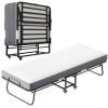 Folding Bed with Mattress 75" x 46" Rollaway Guest Bed Portable Foldable Bed for Adults with 5" Memory Foam Mattress Space-Saving Sturdy All Metal Ste