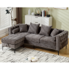 [NEW ARRIVED] [VIDEO PROVIDED]L Shaped Sectional Sofa , Convertible Storage Ottoman,Chenille ,Square Arm, Modern Tufted Couch ,3 Seater, And Nailhead