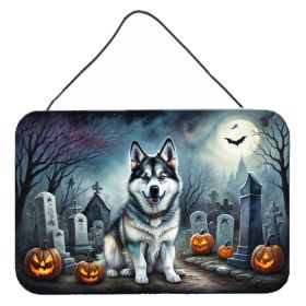 NEW Alaskan Malamute Spooky Halloween Wall or Door Hanging Prints Aluminum Metal Sign Kitchen Wall Bar Bathroom Plaque Home Decor, 8HX12W, Multicolor