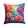 Colorful Dahlias Throw Pillow Machine Washable, Indoor Outdoor Decorative Pillow for Couch, Bed or Patio, 14Hx14W