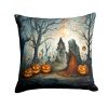 The Weeping Woman Spooky Halloween Throw Pillow Machine Washable, Indoor Outdoor Decorative Pillow for Couch, Bed or Patio, 14Hx14W