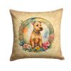 Lakeland Terrier and Flowers Throw Pillow Machine Washable, Indoor Outdoor Decorative Pillow for Couch, Bed or Patio, 14Hx14W