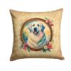 Great Pyrenees and Flowers Throw Pillow Machine Washable, Indoor Outdoor Decorative Pillow for Couch, Bed or Patio, 14Hx14W