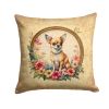 Chihuahua and Flowers Throw Pillow Machine Washable, Indoor Outdoor Decorative Pillow for Couch, Bed or Patio, 14Hx14W