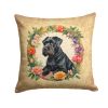 Giant Schnauzer and Flowers Throw Pillow Machine Washable, Indoor Outdoor Decorative Pillow for Couch, Bed or Patio, 14Hx14W