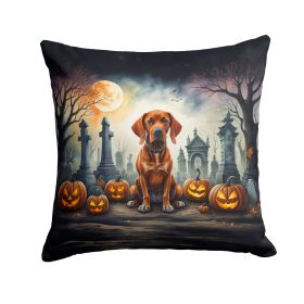 Vizsla Spooky Halloween Throw Pillow Machine Washable, Indoor Outdoor Decorative Pillow for Couch, Bed or Patio, 14Hx14W