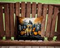 Yellow Labrador Retriever Spooky Halloween Throw Pillow Machine Washable, Indoor Outdoor Decorative Pillow for Couch, Bed or Patio, 14Hx14W