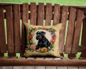 Giant Schnauzer and Flowers Throw Pillow Machine Washable, Indoor Outdoor Decorative Pillow for Couch, Bed or Patio, 14Hx14W