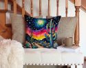 Colorful Queen of the Night Cactus Throw Pillow Machine Washable, Indoor Outdoor Decorative Pillow for Couch, Bed or Patio, 14Hx14W