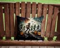 Zombies Spooky Halloween Throw Pillow Machine Washable, Indoor Outdoor Decorative Pillow for Couch, Bed or Patio, 14Hx14W