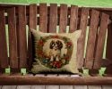 English Toy Spaniel Christmas Flowers Throw Pillow Machine Washable, Indoor Outdoor Decorative Pillow for Couch, Bed or Patio, 14Hx14W