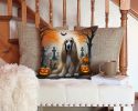 Afghan Hound Spooky Halloween Throw Pillow Machine Washable, Indoor Outdoor Decorative Pillow for Couch, Bed or Patio, 14Hx14W