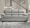 Modern Living Room 3pc Sofa Set Plush Comfortable Sofa Loveseat Chair Gray Textured Fabric Channel Tufting Solid Wood Frame Furniture