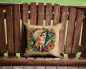 Corgi and Flowers Throw Pillow Machine Washable, Indoor Outdoor Decorative Pillow for Couch, Bed or Patio, 14Hx14W