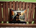 Airedale Terrier Spooky Halloween Throw Pillow Machine Washable, Indoor Outdoor Decorative Pillow for Couch, Bed or Patio, 14Hx14W