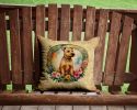 Lakeland Terrier and Flowers Throw Pillow Machine Washable, Indoor Outdoor Decorative Pillow for Couch, Bed or Patio, 14Hx14W