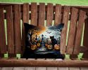 NEW Black Cat Spooky Halloween Throw Pillow Machine Washable, Indoor Outdoor Decorative Pillow for Couch, Bed or Patio, 14Hx14W