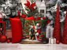 Leonberger and Santa Claus Throw Pillow Machine Washable, Indoor Outdoor Decorative Pillow for Couch, Bed or Patio, 14Hx14W