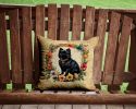 German Spitz and Flowers Throw Pillow Machine Washable, Indoor Outdoor Decorative Pillow for Couch, Bed or Patio, 14Hx14W