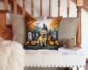 Yellow Labrador Retriever Spooky Halloween Throw Pillow Machine Washable, Indoor Outdoor Decorative Pillow for Couch, Bed or Patio, 14Hx14W