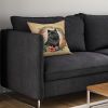 Black Chow Chow and Flowers Throw Pillow Machine Washable, Indoor Outdoor Decorative Pillow for Couch, Bed or Patio, 14Hx14W