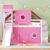 Full Size Loft Bed with Tent and Tower - Pink