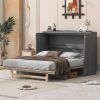 Queen Murphy Bed with Large Drawers,Gray