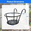 4Pcs Round Hanging Railing Planters Wrought Iron Flower Pot Holder Over The Rail Fence Plant Stand Basket 27LBS Load for Patio Balcony Porch Fence