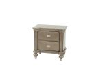 Luxury Classic Antique Silver / Champagne Finish 1pc Nightstand Storage Space Bedside Table Bedroom Furniture