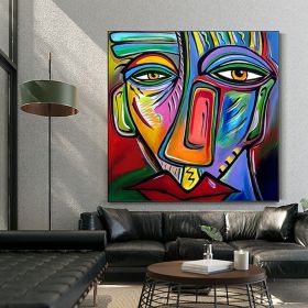 Colorful Portrait Oil Paintings Abstract Women Face Canvas Painting Wall Art Handpainted Graffiti Street Art For Home Decor (size: 90x90cm)