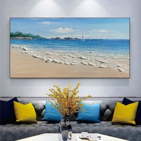 Hand Painting Wall Art Modern Abstract Ocean Landscape Home Living Room hallway bedroom luxurious decorative painting (size: 40X80cm)