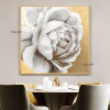 Original hand-painted oil painting gold foil peony porch decoration painting modern light luxury living room background wall restaurant large painting