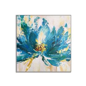 100%Hand Painted Abstract Art Blue Flower Oil Painting On Canvas Art Wall Painting For Living Room wall pictures Home Decoration (size: 80x80cm)