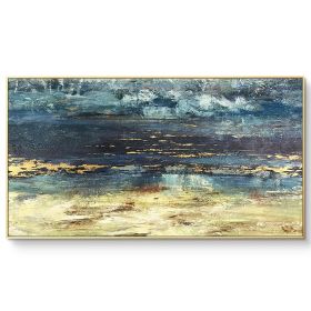 Gold Foil Texture Wall Art Picture 100% Hand Painted Modern Abstract Oil Painting On Canvas For Living Room Home Decor No Frame (size: 50X100cm)