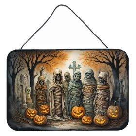 NEW Mummies Spooky Halloween Wall or Door Hanging Prints Aluminum Metal Sign Kitchen Wall Bar Bathroom Plaque Home Decor, 8HX12W, Multicolor (Default: Default)