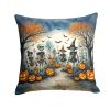 Calacas Skeletons Spooky Halloween Throw Pillow Machine Washable, Indoor Outdoor Decorative Pillow for Couch, Bed or Patio, 14Hx14W