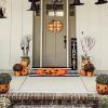 Halloween Pumpkin Bath Rug Non-Slip Absorbent Washable Knitted Polyester Entryway Mat - Cozy Oval Indoor Welcome Rug - Low Profile Door Carpet For Liv