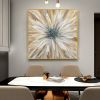 Abstract Golden White Flowers Hand Painted Oil Painting On Canvas Art Wall Pictures Painting For Living Room Home Decor Gift