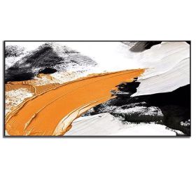 Home Decoration Hanging Painting Hand-painted Oil Painting Abstract Knife Painting Yellow Blocky Outline Picture Canvas Painting (size: 50X100cm)